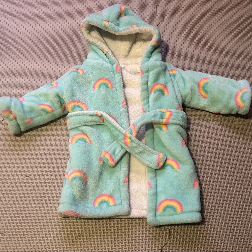 Blankets and Beyond Rainbow Patterned Hooded Baby Bath Robe 12-18 month